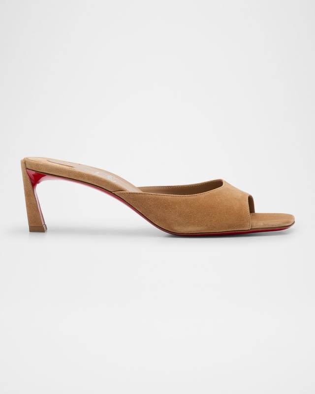 Condora Red Sole Veau Velour Leather Mules